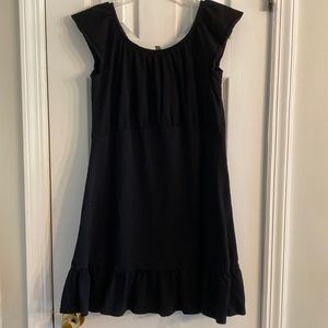 ASOS black babydoll style dress. Cap sleeves ruffle hem Size 12